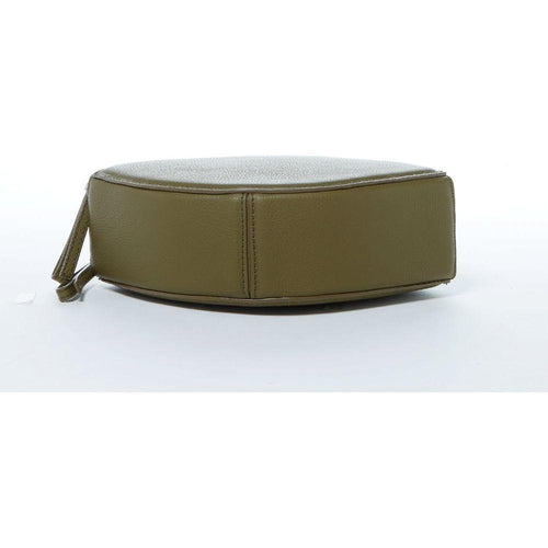 Load image into Gallery viewer, Kiss Circle Shape Leather Crossbody Bag in Olive Green
