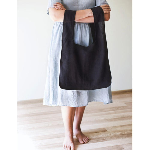 Load image into Gallery viewer, Dark Plum linen tote bag with inside pocket
