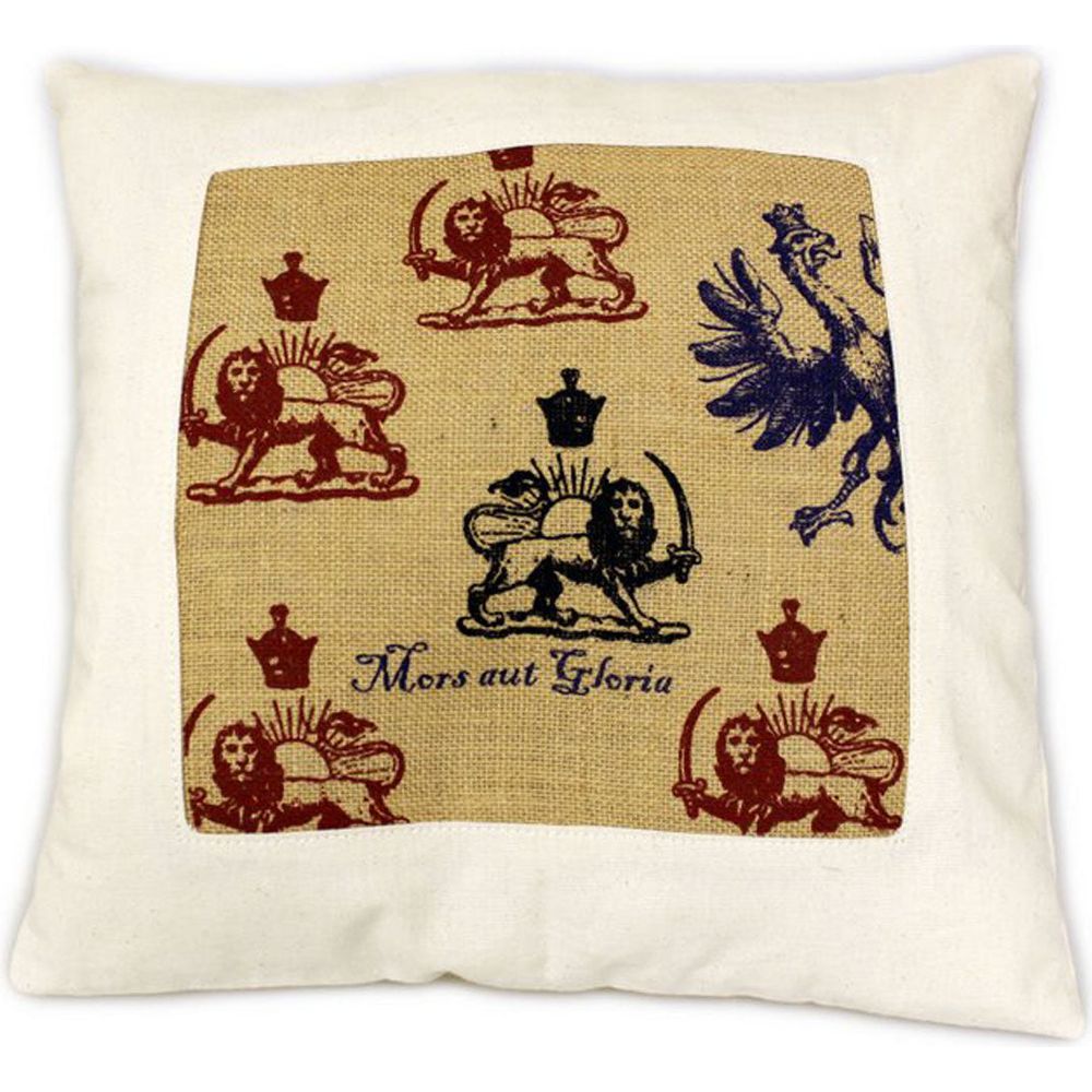 CUSCINI LETTERARI - Copricuscino in Juta lavata / Cotton pillow case  e Juta lavata MORS AUT GLORIA - Size 40x40cm-0