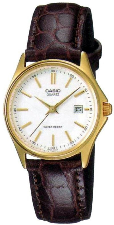CASIO COLLECTION Mod. LADY DATE LEATHER - WHITE. GOLD INDEXES-0