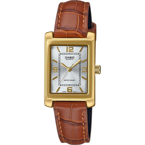 Load image into Gallery viewer, Casio Elegant Standard Analog Brown Leather Strap Silver Dial Quartz Women&#39;s Watch
