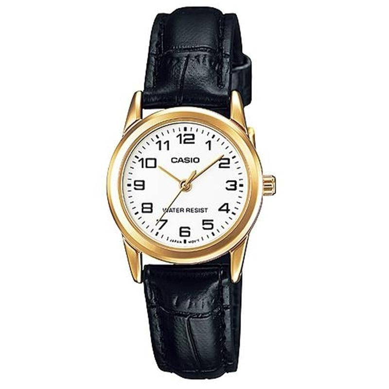 CASIO COLLECTION Mod. LADY 3H GOLD. LEATHER - WHITE-0