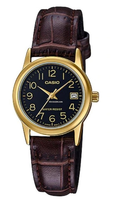 CASIO COLLECTION Mod. LADY DATE GOLD. LEATHER - BLACK-0