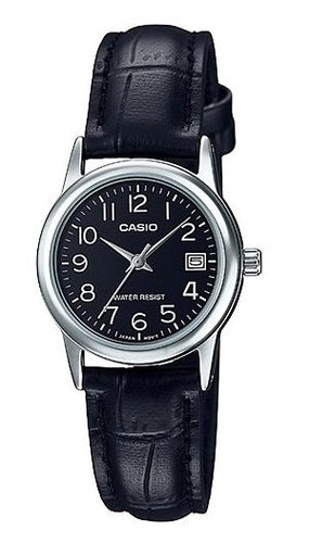 Load image into Gallery viewer, CASIO COLLECTION Mod. LADY DATE SILVER. LEATHER - BLACK-0
