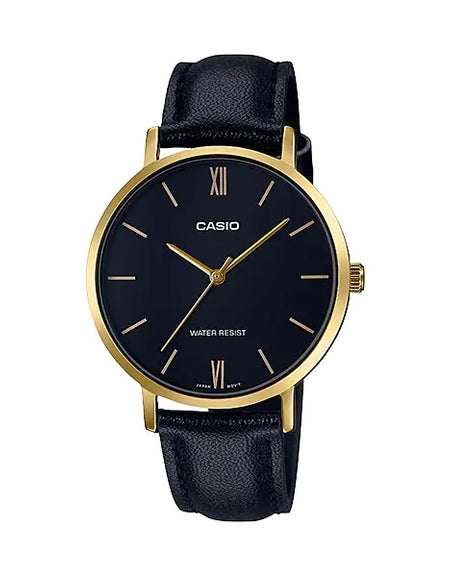 CASIO COLLECTION Mod. MINIMAL GOLD, LEATHER - BLACK-0