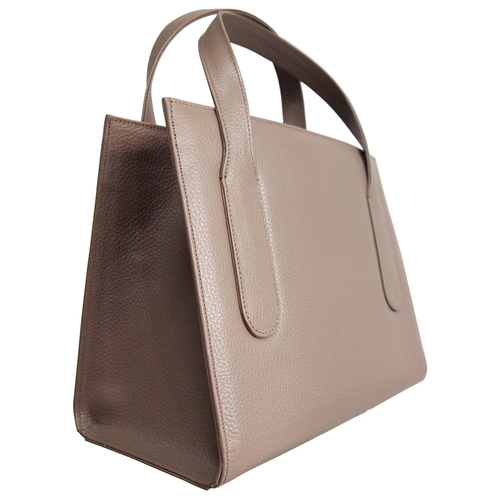 Load image into Gallery viewer, Large Pebbled Calf Leather Tote Taupe
