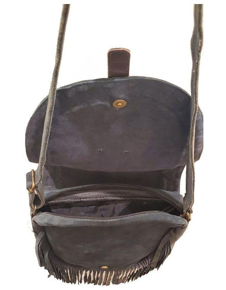 Leather Boho Fringe Suede Tassel Crossbody Bag with Adjustable