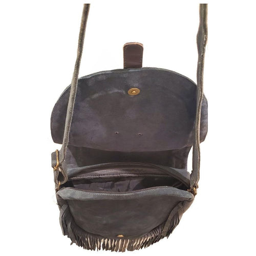 Load image into Gallery viewer, Leather Boho Fringe Suede Tassel Crossbody Bag with Adjustable
