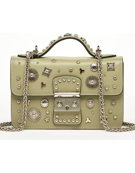 SUSU The Hollywood Leather Crossbody Bag in Sage Green