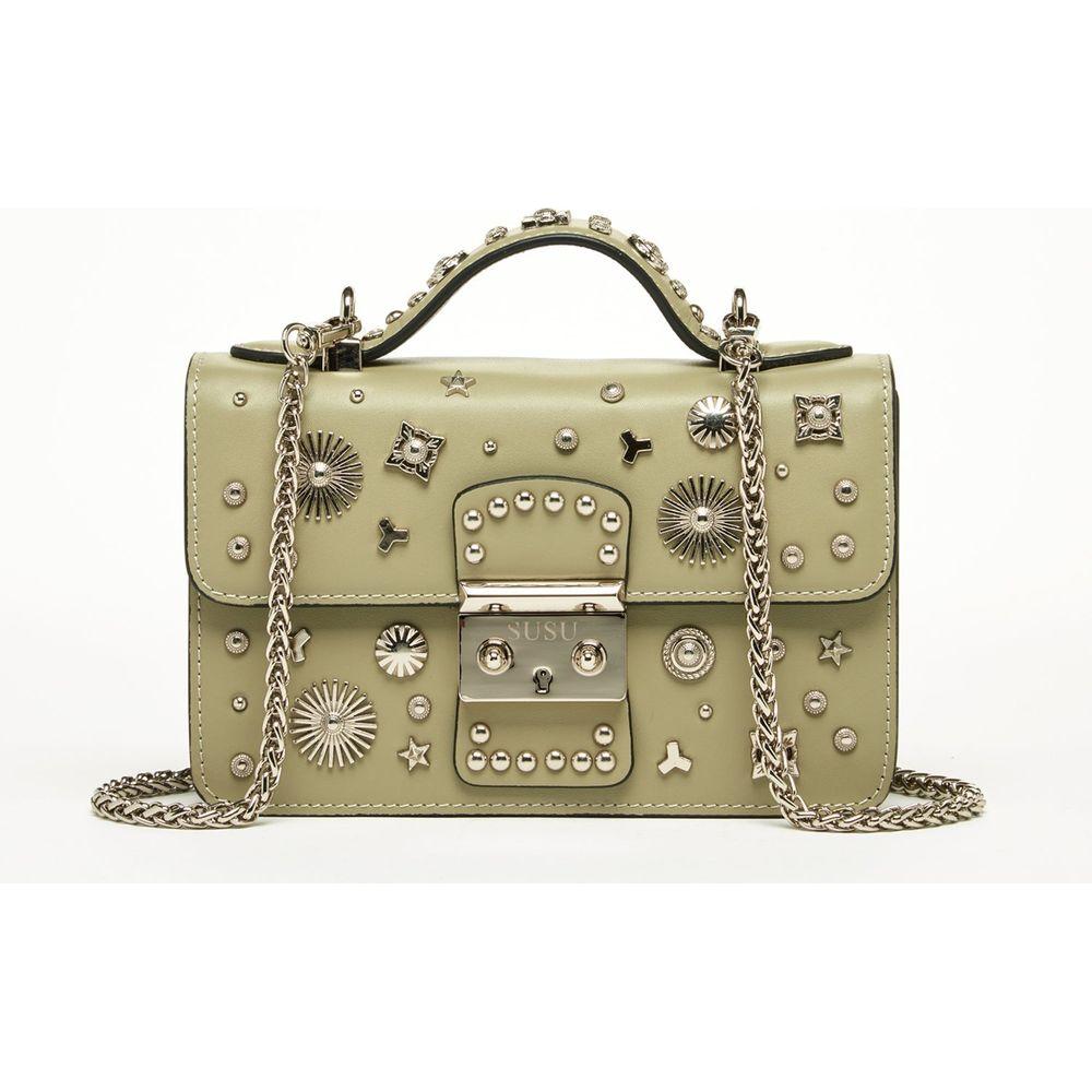 SUSU The Hollywood Leather Crossbody Bag in Sage Green