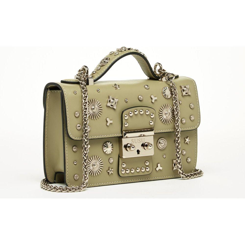 SUSU The Hollywood Leather Crossbody Bag in Sage Green