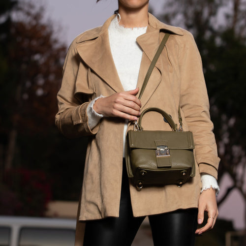 Load image into Gallery viewer, SUSU The Linda Leather Convertible Backpack Purse Olive Green
