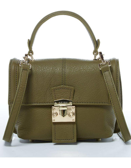 SUSU The Linda Leather Convertible Backpack Purse Olive Green