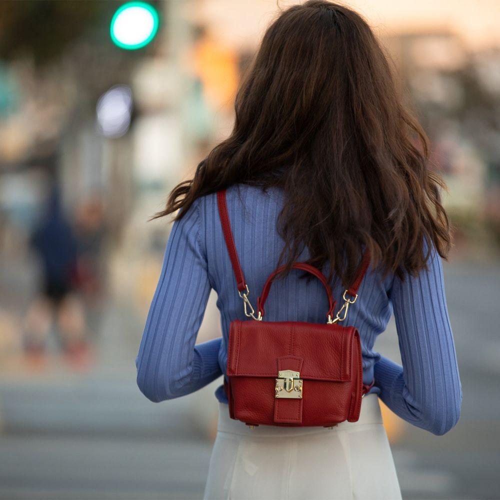 SUSU The Linda Red Leather Backpack Purse
