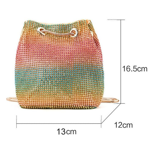 Load image into Gallery viewer, Crystal Bucket Bag for Women Multicolor Rhinestone Beaded Ladies

