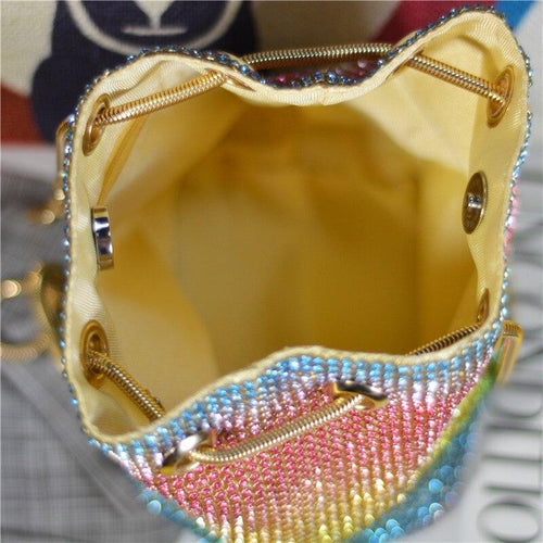 Load image into Gallery viewer, Crystal Bucket Bag for Women Multicolor Rhinestone Beaded Ladies

