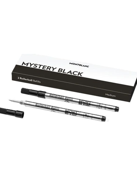 MONTBLANC Mod.  MISTERY BLACK - REFILLS  ROLLER BALL PEN - MEDIUM -2 PCS-0
