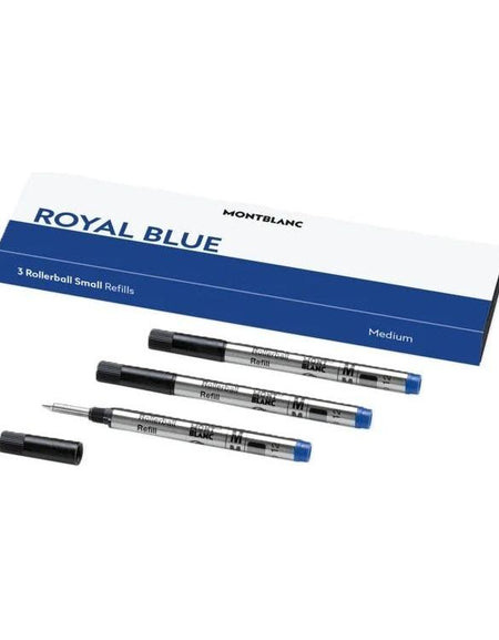 MONTBLANC Mod. ROYAL  BLUE - REFILLS  ROLLER BALL PEN - SMALL  - 3 PCS-0