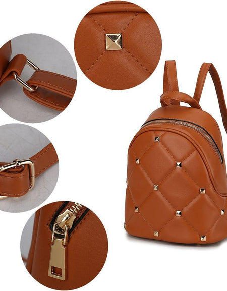 Hayden Quilted Vegan Leather with Studs Womens Backpack