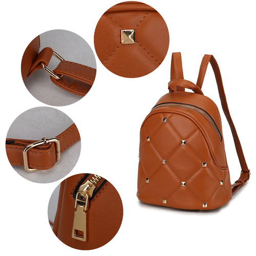 Load image into Gallery viewer, Hayden Quilted Vegan Leather with Studs Womens Backpack
