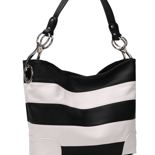 Load image into Gallery viewer, MKF Collection Emily Soft Vegan Leather Stripe Hobo Bag by Mia K
