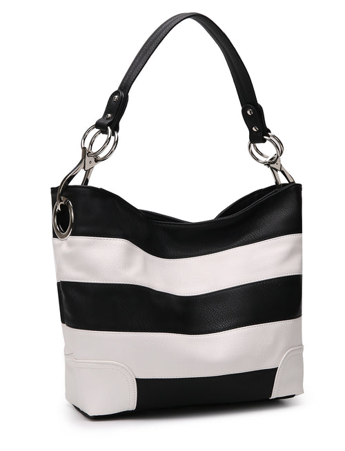 MKF Collection Emily Soft Vegan Leather Stripe Hobo Bag by Mia K