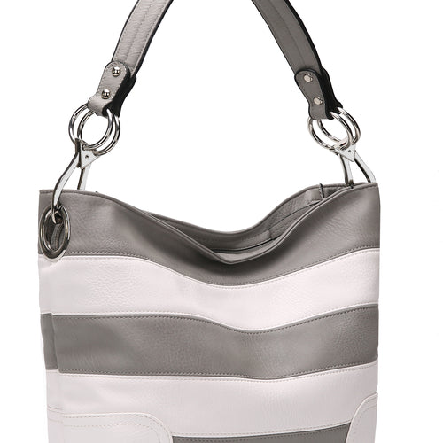 Load image into Gallery viewer, MKF Collection Emily Soft Vegan Leather Stripe Hobo Bag by Mia K
