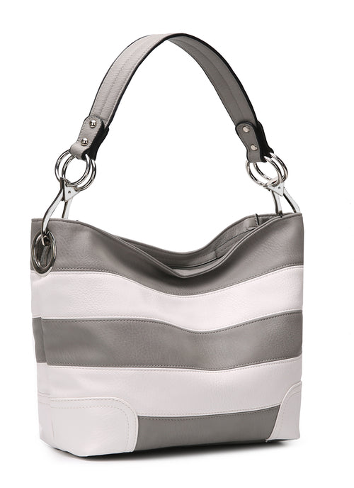 MKF Collection Emily Soft Vegan Leather Stripe Hobo Bag by Mia K