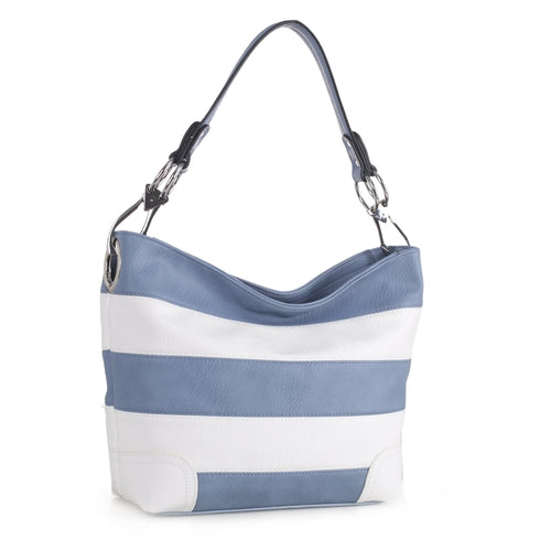 Load image into Gallery viewer, MKF Collection Emily Soft Vegan Leather Stripe Hobo Bag by Mia K
