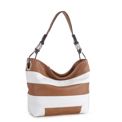 Load image into Gallery viewer, MKF Collection Emily Soft Vegan Leather Stripe Hobo Bag by Mia K
