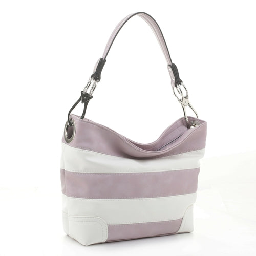 Load image into Gallery viewer, MKF Collection Emily Soft Vegan Leather Stripe Hobo Bag by Mia K
