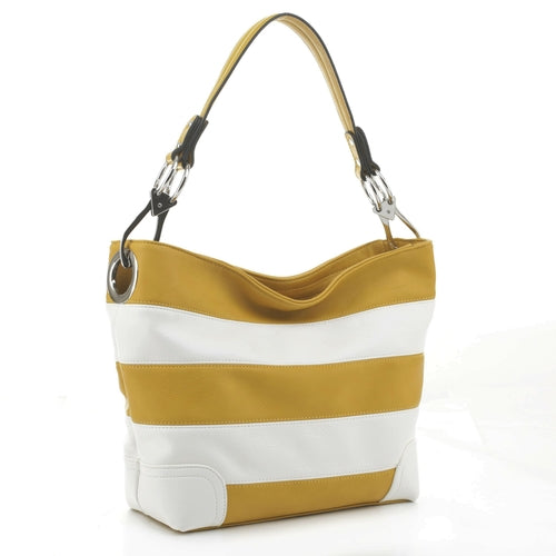 Load image into Gallery viewer, MKF Collection Emily Soft Vegan Leather Stripe Hobo Bag by Mia K
