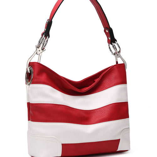 Load image into Gallery viewer, MKF Collection Emily Soft Vegan Leather Stripe Hobo Bag by Mia K
