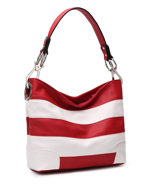 MKF Collection Emily Soft Vegan Leather Stripe Hobo Bag by Mia K