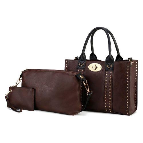 Load image into Gallery viewer, Elissa 3 pc Set Satchel Handbag with Pouch &amp; Coin Purse
