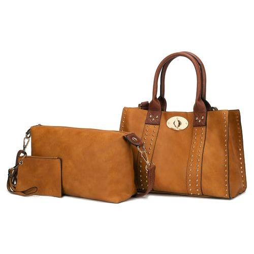 Load image into Gallery viewer, Elissa 3 pc Set Satchel Handbag with Pouch &amp; Coin Purse
