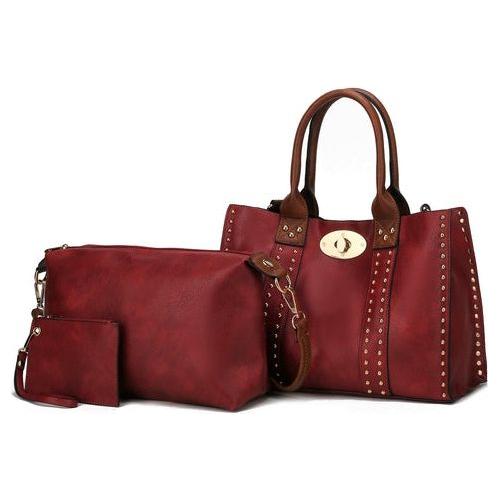 Load image into Gallery viewer, Elissa 3 pc Set Satchel Handbag with Pouch &amp; Coin Purse
