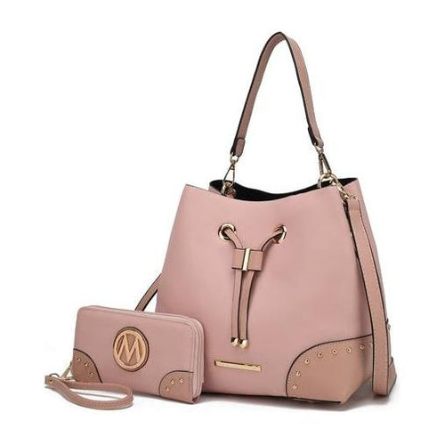 Load image into Gallery viewer, Candice Color Block Bucket Bag with matching Wallet
