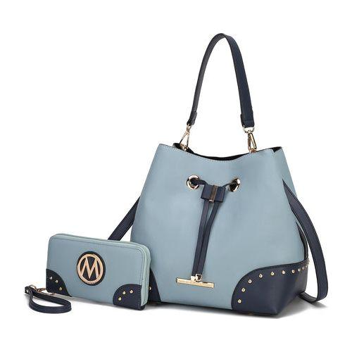 Candice Color Block Bucket Bag with matching Wallet