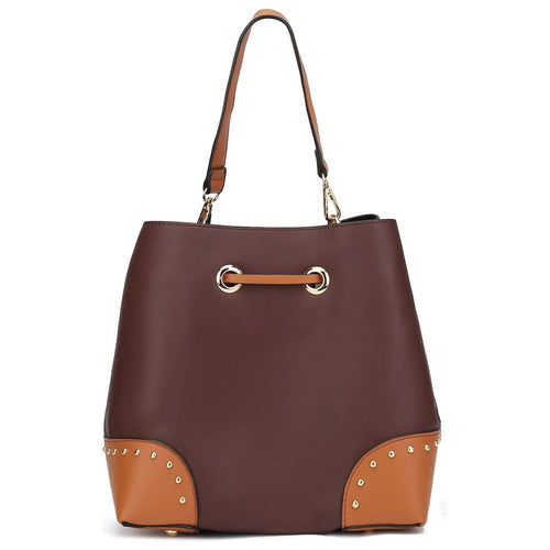 Load image into Gallery viewer, Candice Color Block Bucket Bag with matching Wallet
