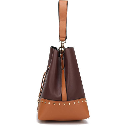 Load image into Gallery viewer, Candice Color Block Bucket Bag with matching Wallet
