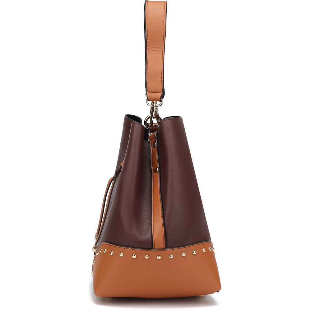 Candice Color Block Bucket Bag with matching Wallet