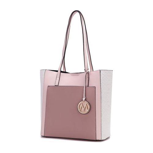 Load image into Gallery viewer, Mia K Leah Vegan Leather Color-Block Women Tote Bag
