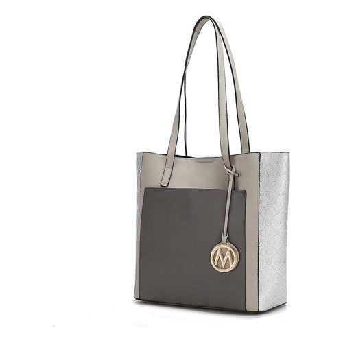 Load image into Gallery viewer, Mia K Leah Vegan Leather Color-Block Women Tote Bag
