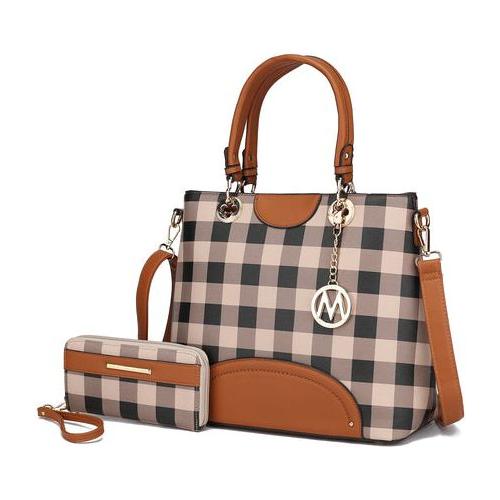 Load image into Gallery viewer, MKF Collection Gabriella Checkered Handbag With Wallet – A Statement of Elegance
