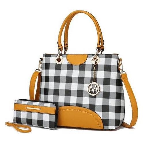 Load image into Gallery viewer, MKF Collection Gabriella Checkered Handbag With Wallet – A Statement of Elegance
