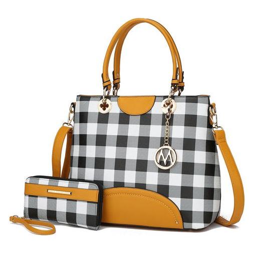 MKF Collection Gabriella Checkered Handbag With Wallet – A Statement of Elegance