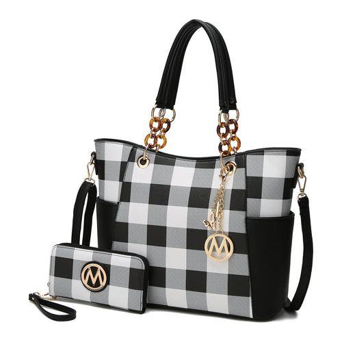 Load image into Gallery viewer, MKF Collection Mariely Checker Tote Handbag &amp; Wallet Set by Mia K
