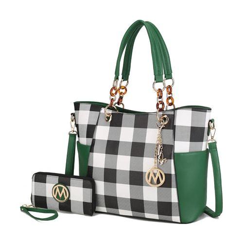 Load image into Gallery viewer, MKF Collection Mariely Checker Tote Handbag &amp; Wallet Set by Mia K
