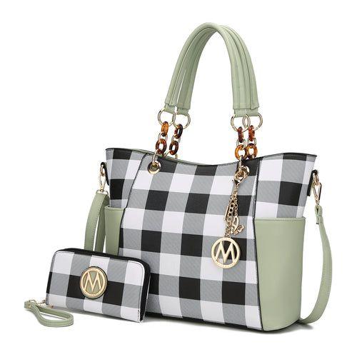 Load image into Gallery viewer, MKF Collection Mariely Checker Tote Handbag &amp; Wallet Set by Mia K
